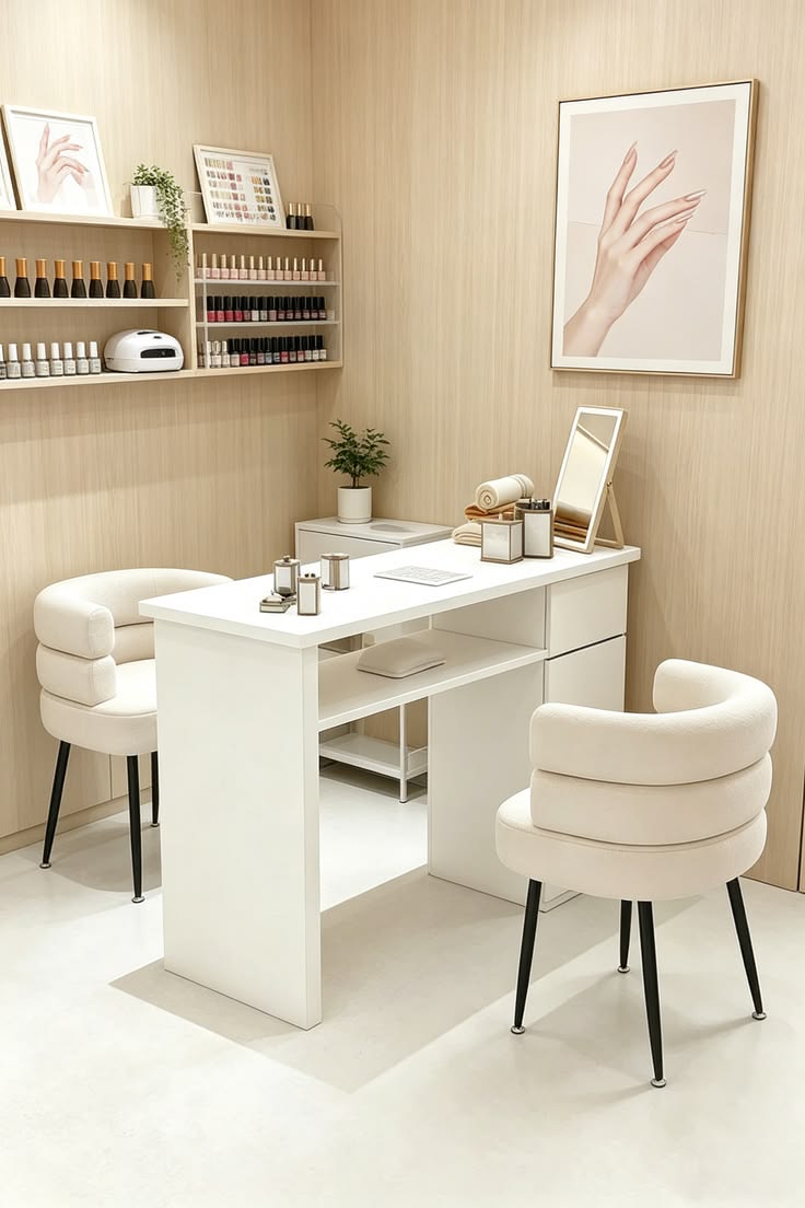 Minimal nail station inside Dazzle Studio